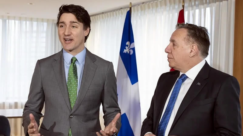 加拿大总理贾斯廷·特鲁多和魁北克省省长弗朗索瓦·勒戈(François Legault) 加拿大总理贾斯廷·特鲁多和魁北克省省长弗朗索瓦·勒戈(François Legault)